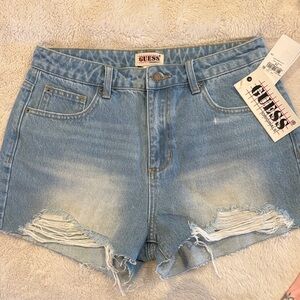 GUESS Women's Faded Blue Jean Shorts